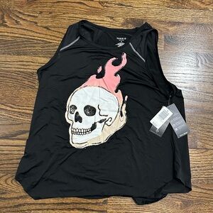 Torrid NWT Tech Jersey Sleeveless Active Tank Skull Flames Black Size 0 (L)